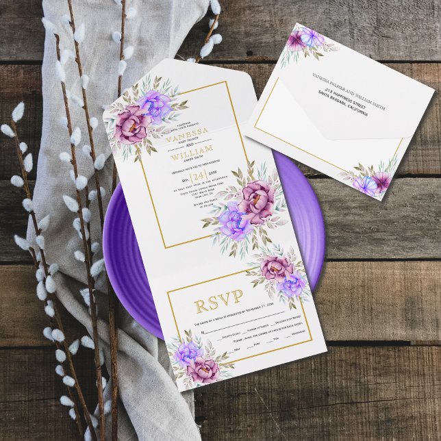 Flores d'água roxas flores douradas casamento (Criador carregado)