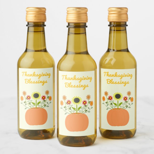 Flores de Ação de Graças em Pumpkin Personalizado (Garrafas)