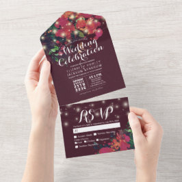 Flores de Água Vermelha Luzes de String Casamento