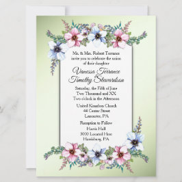 Flores De Aquarela Brilham Convite Para Casamento