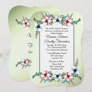 Flores De Aquarela Brilham Convite Para Casamento