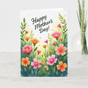 Flores de Aquarela Cartão para Mãe