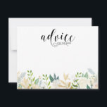 Flores de Aquarela com Cartão de Aviso de Folha de<br><div class="desc">Cartão elegante e branco com padrão floral de cor aquosa com destaque falso de folha de ouro e flametro de brilho dourado - não existe folha de ouro ou brilho. O cartão de conselho floral é perfeito para eventos de primavera. O texto pode ser visto como "conselho para a noiva",...</div>