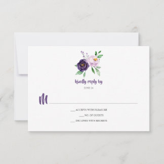 Flores de Aquarela com Lavanda RPTE Simples RSVP