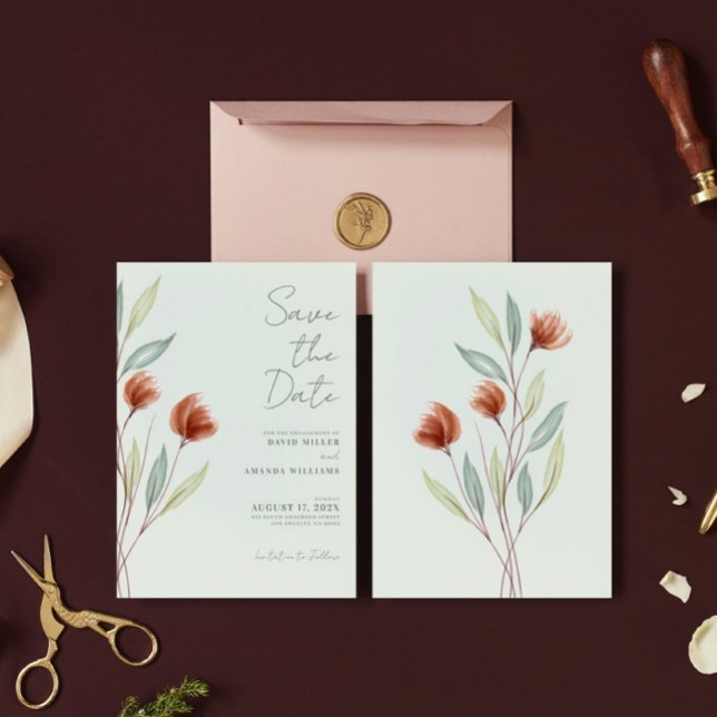 Flores de Aquarela Convite Verde Pastel (Criador carregado)