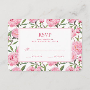 Flores de Aquarela de Peony Rosa - RSVP de Casamen