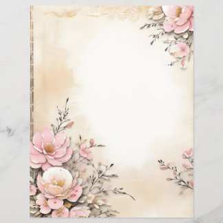 Flores de Aquarela em Papel Escrapbook Vintage