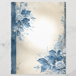 Flores de Aquarela em Papel Escrapbook Vintage