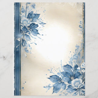Flores de Aquarela em Papel Escrapbook Vintage