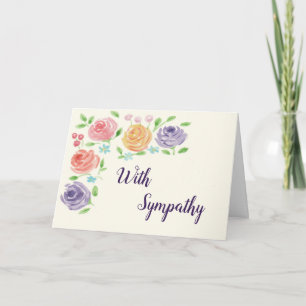Flores de Aquarela Grande Cartão de condolências