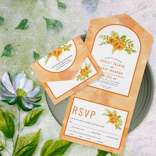 Flores de aquarela laranja e casamento floral de a