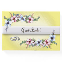 Flores de Aquarela Livro de Convidados de Casament