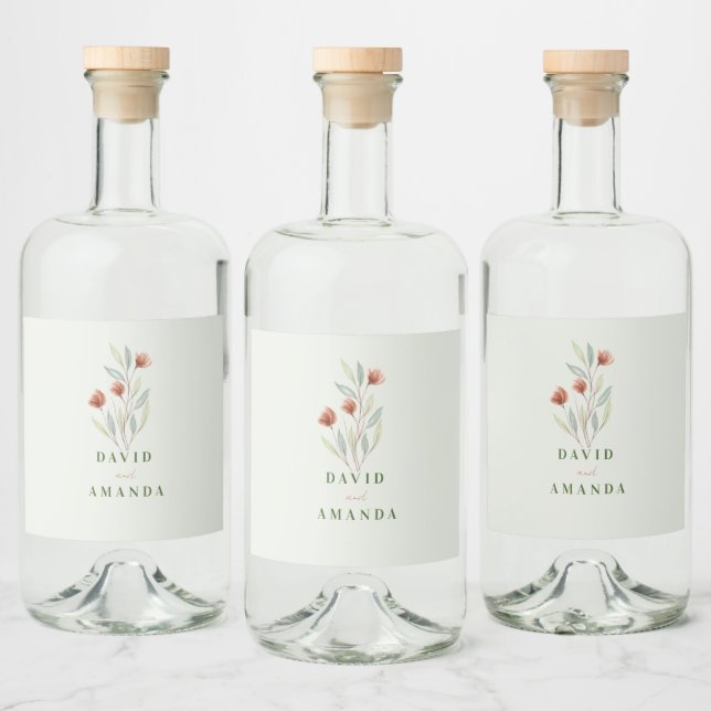 Flores de Aquarela Pastel Verde (Garrafas)