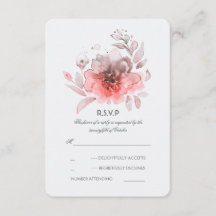 Flores de Aquarela Rosa com Placa RSVP de Casament