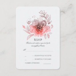 Flores de Aquarela Rosa com Placa RSVP de Casament