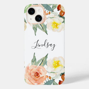 Flores De Aquarela Rosa Pêssego Com Nome