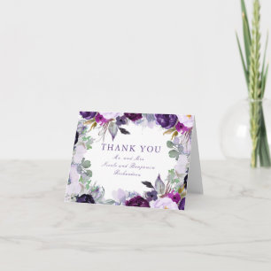 Flores de Aquarela Roxa Casamento Agradecimento