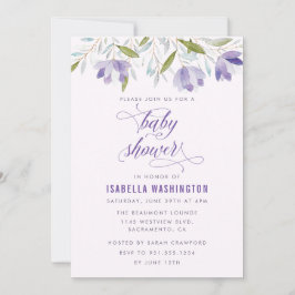 Flores de Aquarela Roxas Convite para Chá de frald