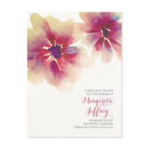 flores de aquarela salvam cartões postais datados