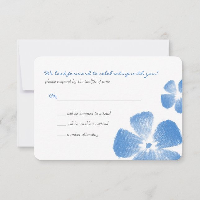 Flores de Aquarela Tropical Azul Casamento RSVP (Frente)