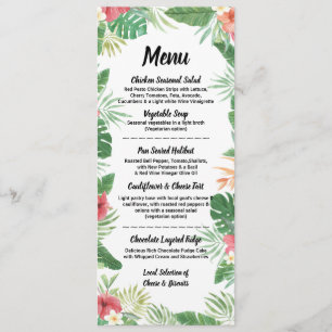 Flores de Aquarela Tropical Menu Casamento Recepçã