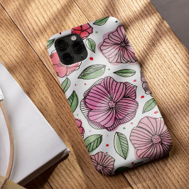 Flores de aquarelas e de tinta - rosa e verde