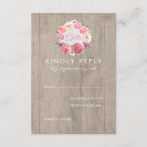 Flores de Aquarelas Rosa RSVP de Casamento de Made