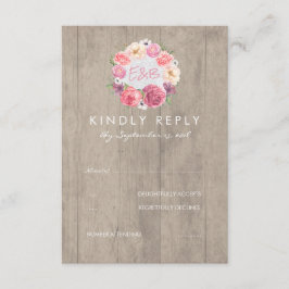 Flores de Aquarelas Rosa RSVP de Casamento de Made