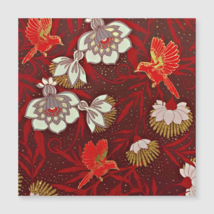 Flores de Aves Douradas Vermelhas Brilhantes