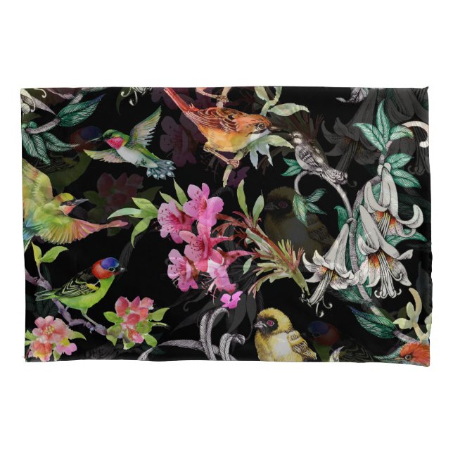 Flores de Aves Tropicais: Padrão de Aquarela (Frente)