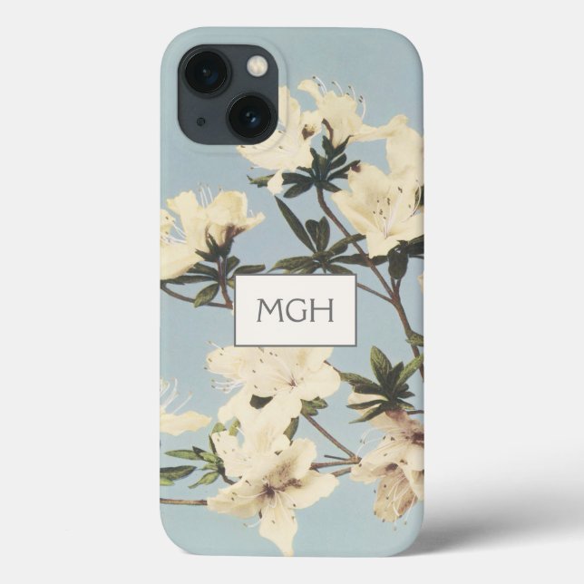 Flores de Azaléia Monograma Creme Branco Vintage (Verso)
