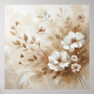 Flores de bege moderno 19 Poster