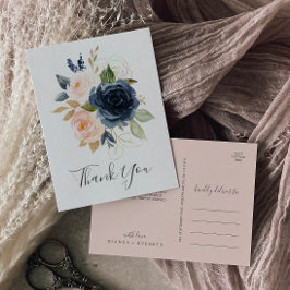 Flores de Blush e Marinho | Cartão postal White Ob