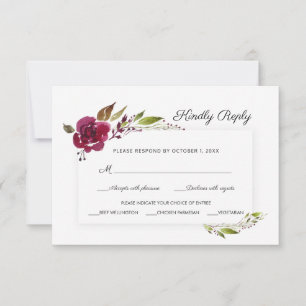 Flores de Borgonha e RSVP de Casamento Verde