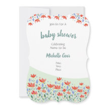 Flores De Campo Aquarela Em Vermelho Suave E Azul