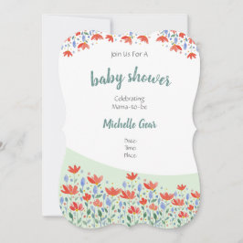 Flores De Campo Aquarela Em Vermelho Suave E Azul