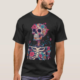 Flores de caveira Gráfico Estética Escura Camiseta