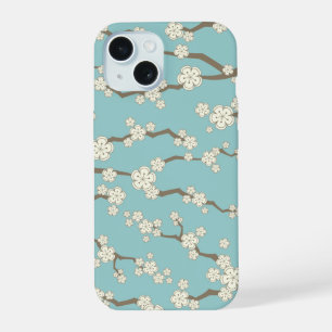 Flores de Cerejeira Sakura Cream Zen em Azul