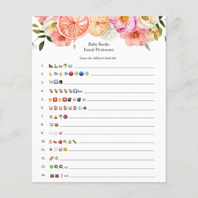 Flores de Citros Rosa Livros de Bebês Emoji Jogo (Frente)