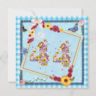 flores de Convite de aniversário, borboletas