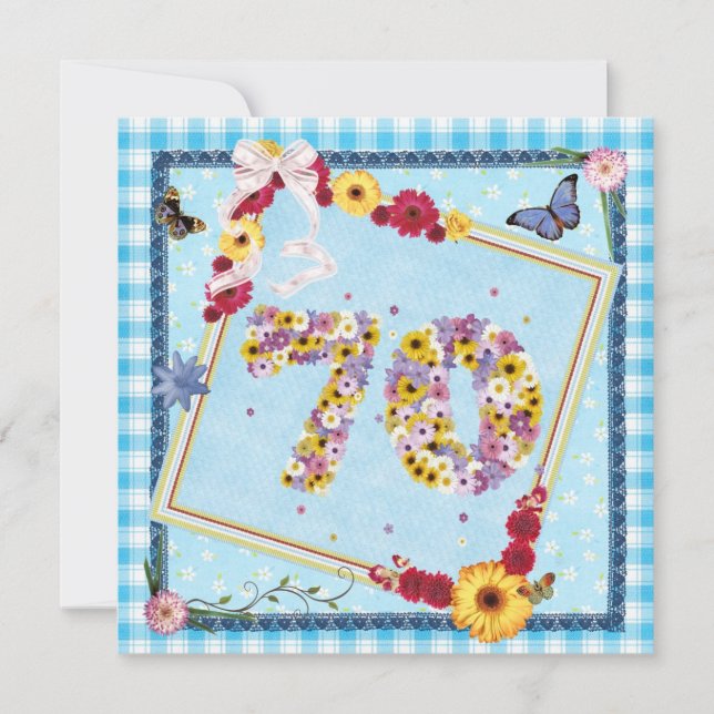 flores de Convite de aniversário, borboletas (Frente)