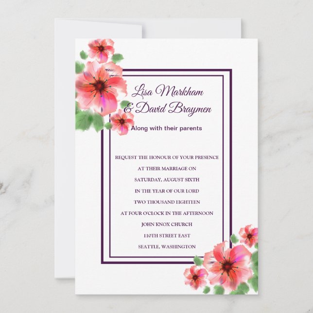 Flores de Convite para Casamento (Frente)