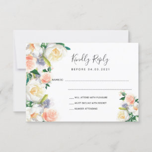 Flores de cor aquosa, cor-de-rosa-branca, RSVP