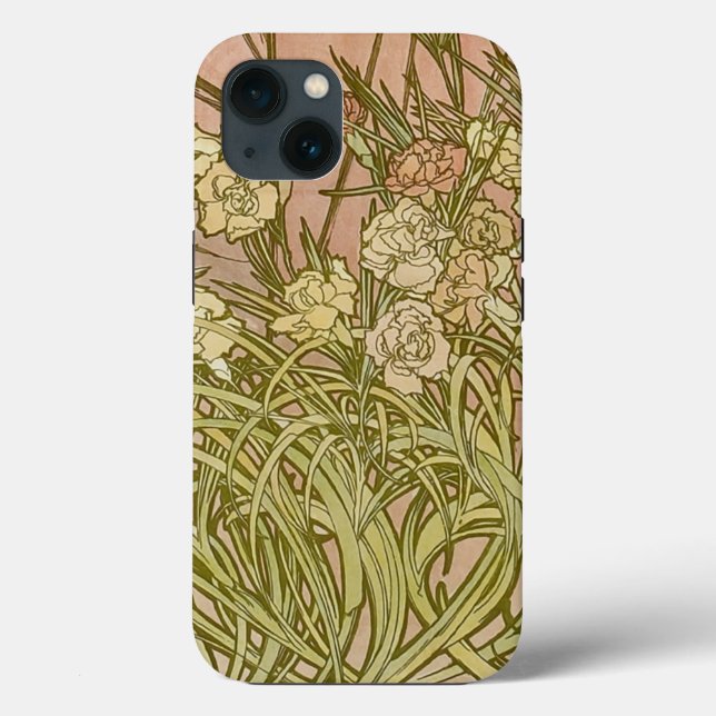 Flores de cravo Mucha Art Nouveau (Verso)