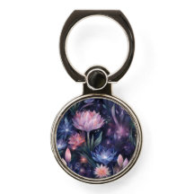Flores de Cristal Claro com PopSocket Floral Escur