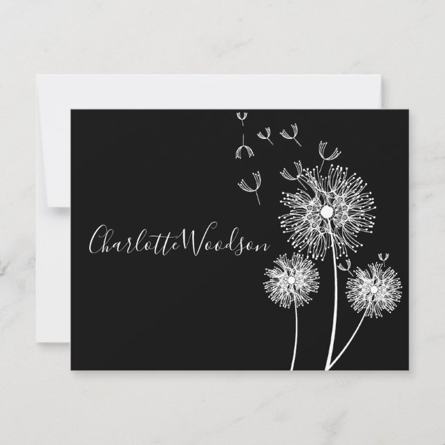 Flores De Dandelion Em Cartões De Nota De Nome De  (Frente)