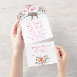 Flores de Elefante Bonito Rosa É um Chá de fraldas