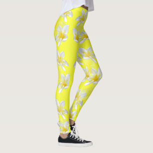 Flores de Frangipani Amarelas e Brancas, Leggings