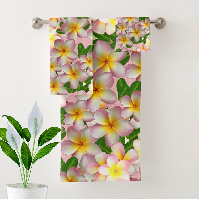 Flores de Frangipani Plumeria em Jogo de Toalhas d (Criador carregado)