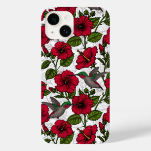 Flores de hibisco e beija-flores